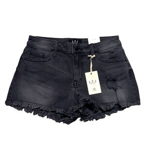 Letter to Juliet Washed Black Denim Shorts Womens Medium NWT‎ Distressed Casual